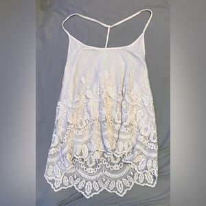 Lace Trim Skinny Strap Top